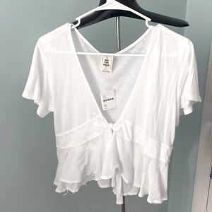 Free people: We the Free NWT short sleeve white tie front shirt size XS